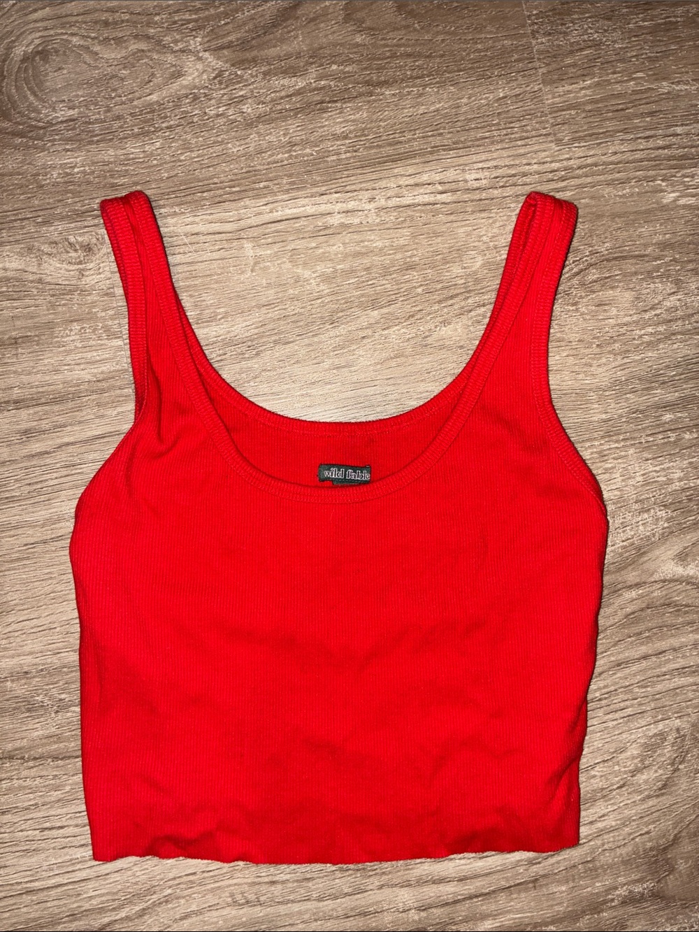 wild fable Bright Red Ribbed Crop Tank